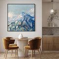 Obraz w ramie 50x50 - Majestat Błękitnych Szczytów - olejny obraz, górski pejzaż - rama czarna