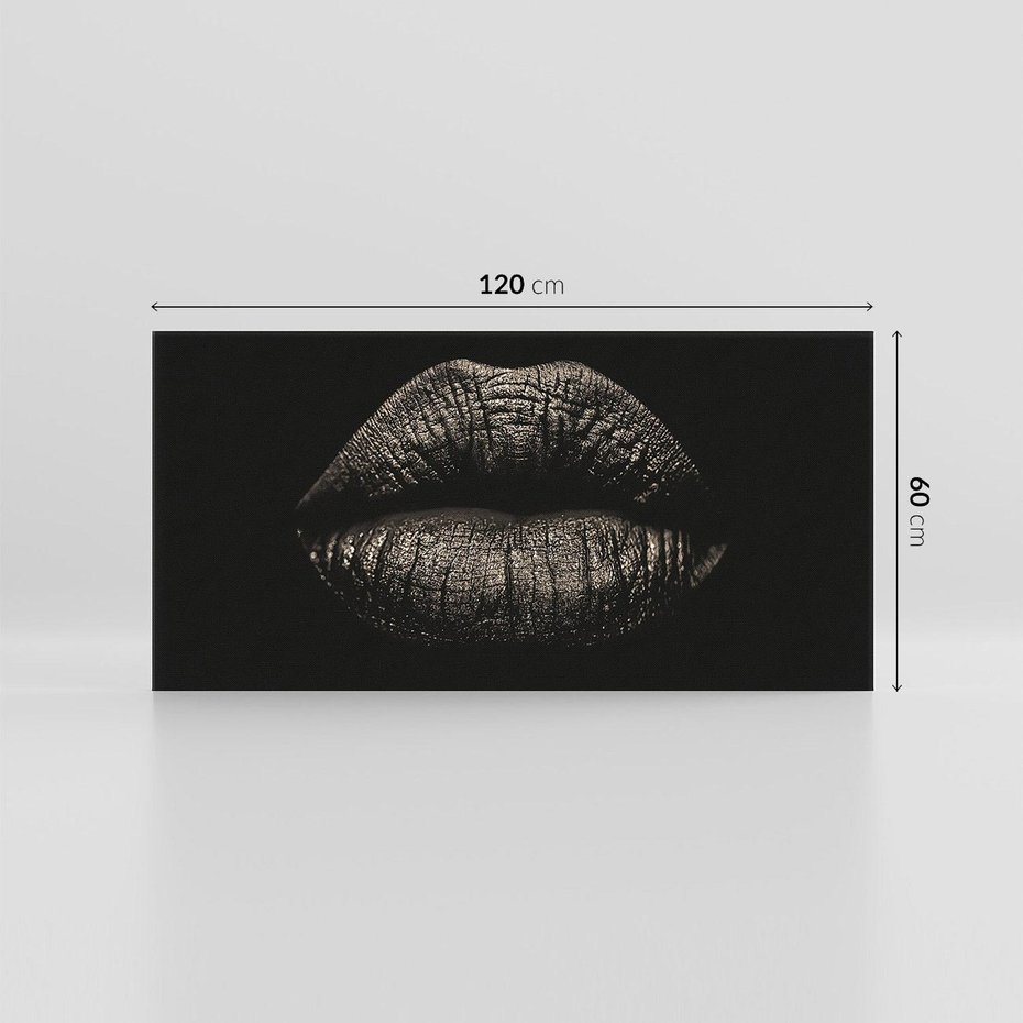 Obraz na płótnie 120x60 - Usta Czarno-Białe - usta, czarno
