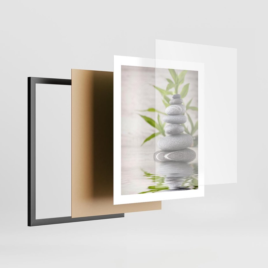 Plakat w ramie 40x50 - Spa kamienie: naturalne piękno - spa, kamienie - rama czarna