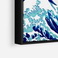 Obraz w ramie 70x100 - Fala Japandi - wielka fala w Kaganawie, obraz Hokusai - rama czarna