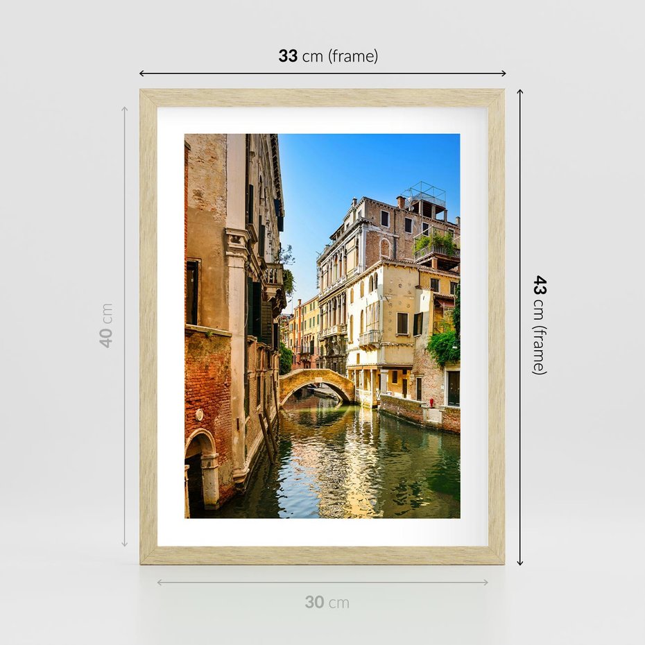 Plakat w ramie 30x40 - Magia Kanałów Weneckich - Wenecja, kanały - rama drewno