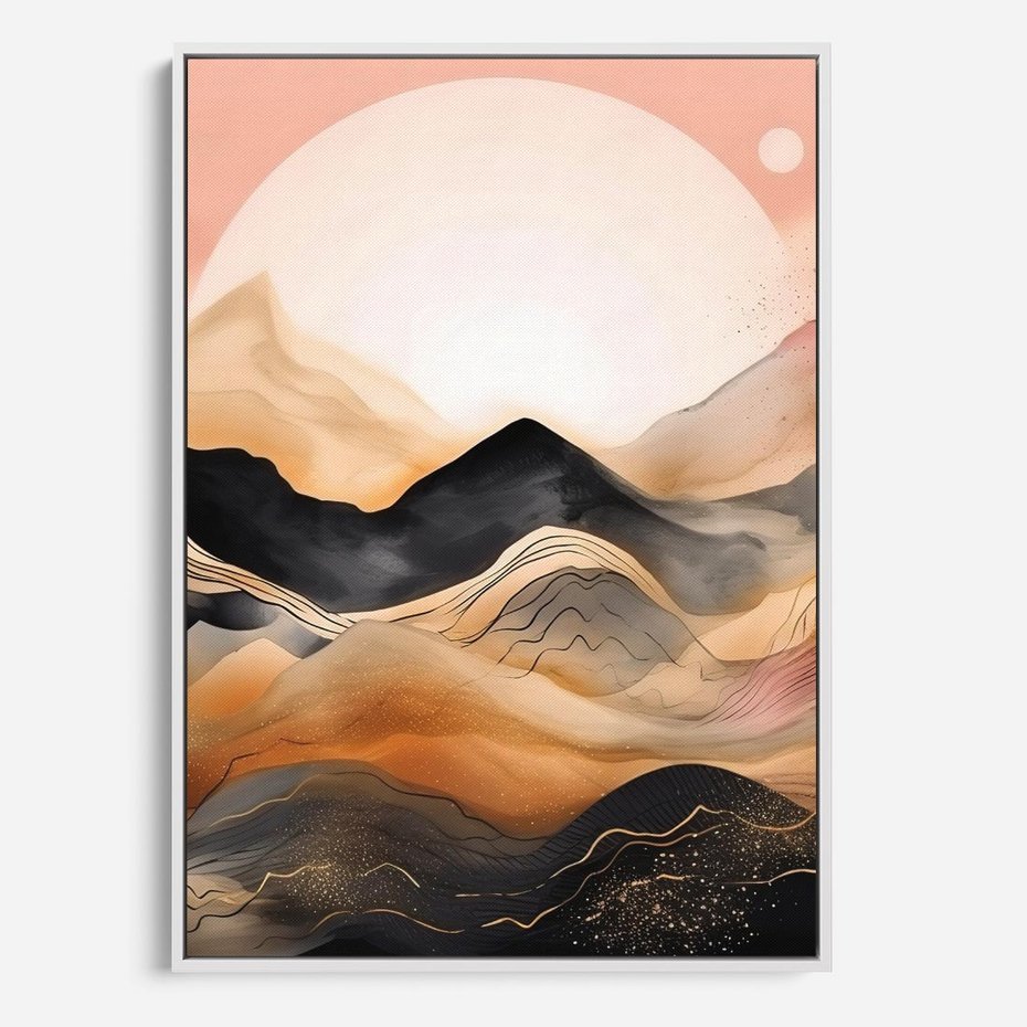 Obraz w ramie 50x70 - Grafika Zachodu - nowoczesna grafika, odcienie pastelowe - rama biała