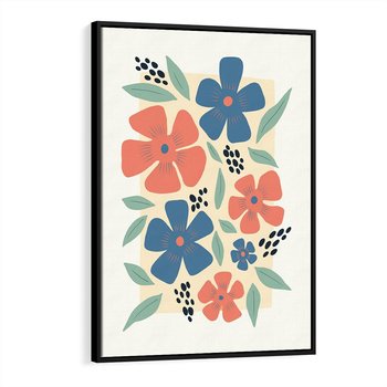 Obraz w ramie 70x100 - Kolorowe liście tęsknot - minimalistyczny plakat, grafika - rama czarna