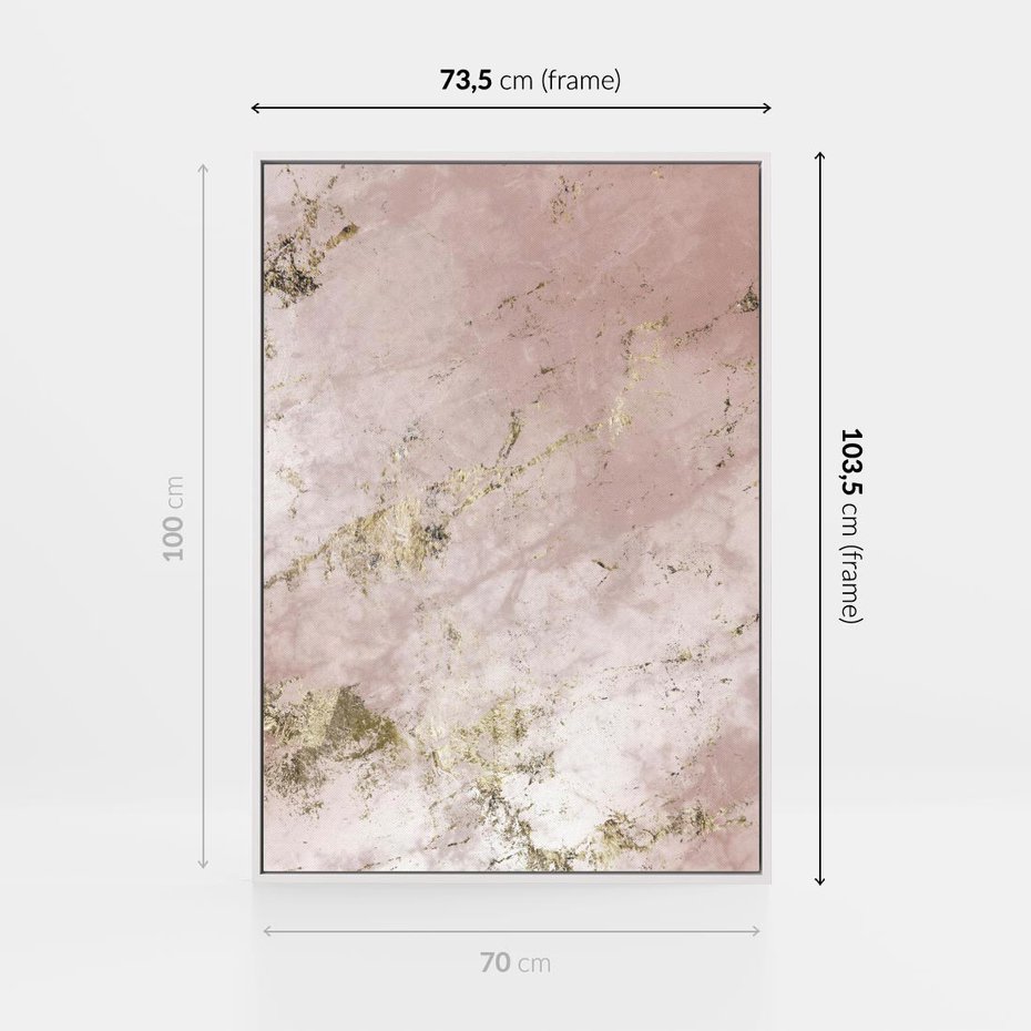 Obraz w ramie 70x100 - Piękno w Szczegółach - marmur, złoto - rama biała