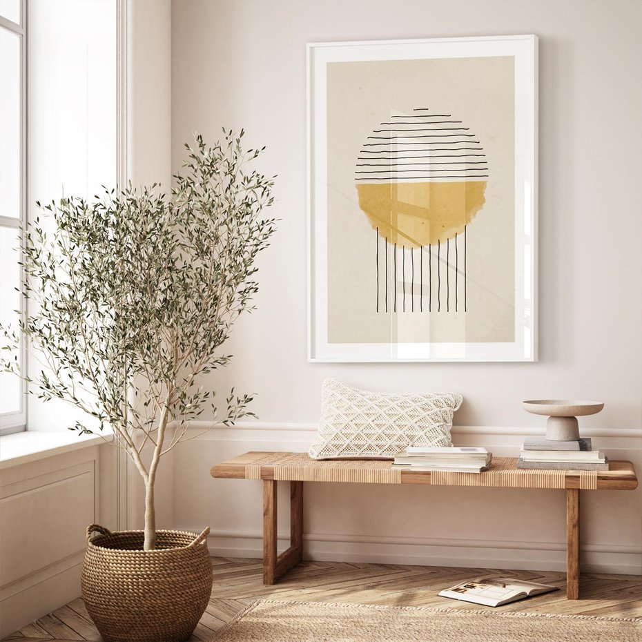 Plakat bez ramy 50x70 - Podróżne Kreski - akwarelowa plama, geometryczne szkicowane kształty