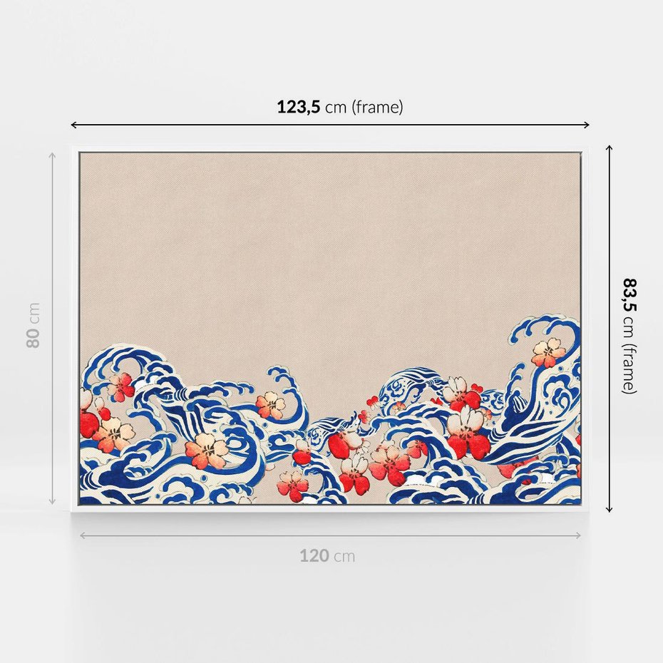 Obraz w ramie 120x80 - Japońska Harmonia: Falujące Kwiaty - japonia, orientalne kwiaty wiśni - rama biała
