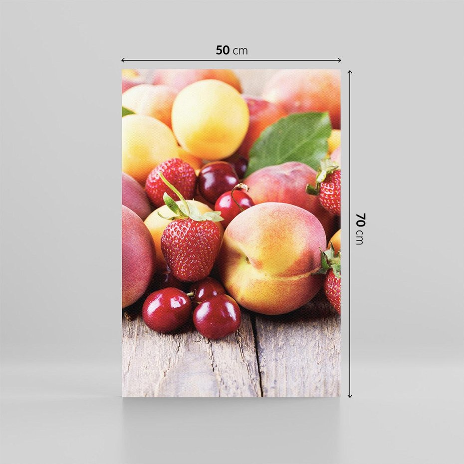 Obraz na płótnie 50x70 - brzoskwinie i wiśnie - owoce, brzoskwinie