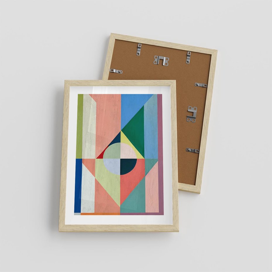 Plakat w ramie 30x40 - Księga Kolorowych Wizji - różne geometryczne formy, koła - rama drewno