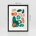 Plakat w ramie 30x40 - Kolorowe Przenikanie - przypadkowe abstrakcyjne plamy, pomarańczowy i zielony - rama czarna