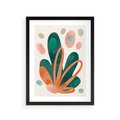 Plakat w ramie 30x40 - Harmonia bez Harmonii - akwarelowe abstrakcyjne kształty, zieleń i pomarańcz - rama czarna