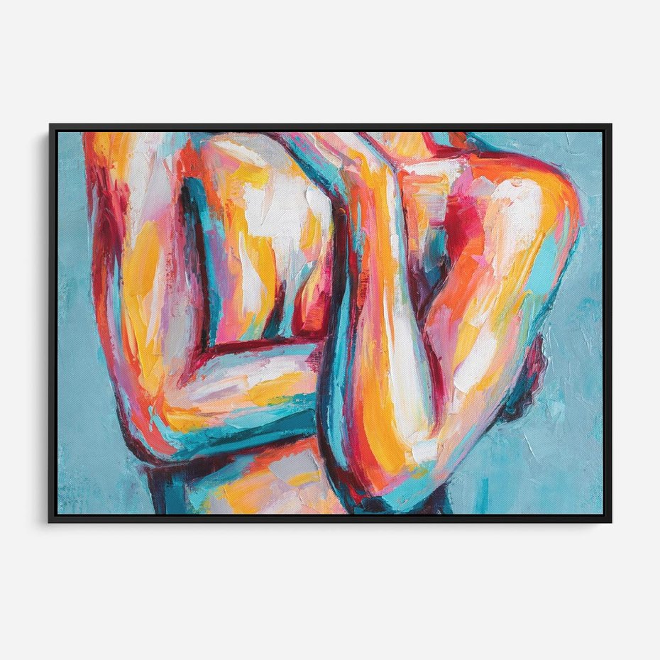 Obraz w ramie 100x70 - Nagie Natchnienie - obraz olejny, naga kobieta - rama czarna