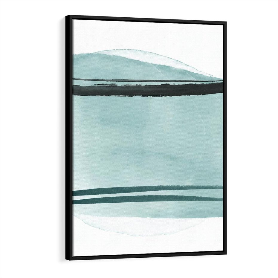 Obraz w ramie 70x100 - Turkusowy Świat - minimlizm, abstrakcja - rama czarna