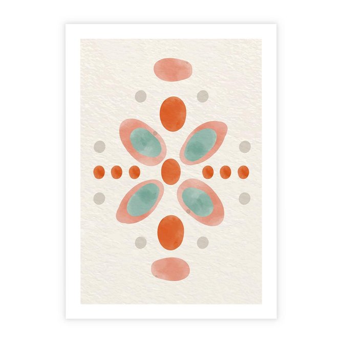 Plakat bez ramy 21x30 - Symfonia Natury - abstrakcyjne plamy w odcieniach pomarańczowym, kropki plamki