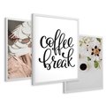 Zestaw obrazy w ramie 40x50 galeria - Coffee, break, kawa, napis - rama biała