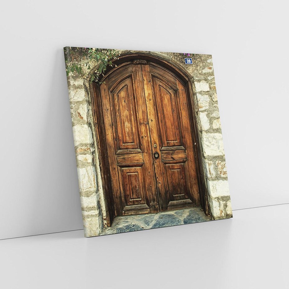 Obraz na płótnie 50x50 - Tajemnicze stare drzwi - stare, drzwi