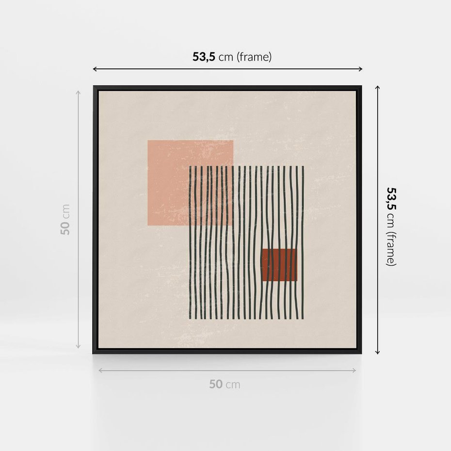 Obraz w ramie 50x50 - Przenikające Formy - nowoczesna sztuka, minimalizm - rama czarna