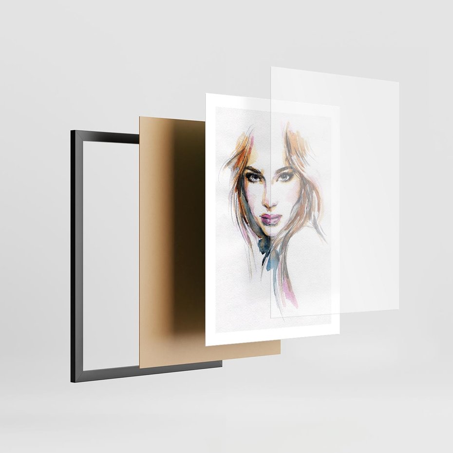 Plakat w ramie 50x70 - Abstrakcyjny portret kobiecy - grafika, kobieta - rama czarna