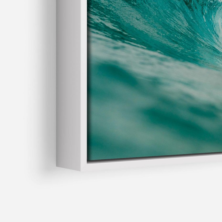 Obraz w ramie 80x80 - Rajskie Wybrzeże - fotografia, duża fala - rama biała