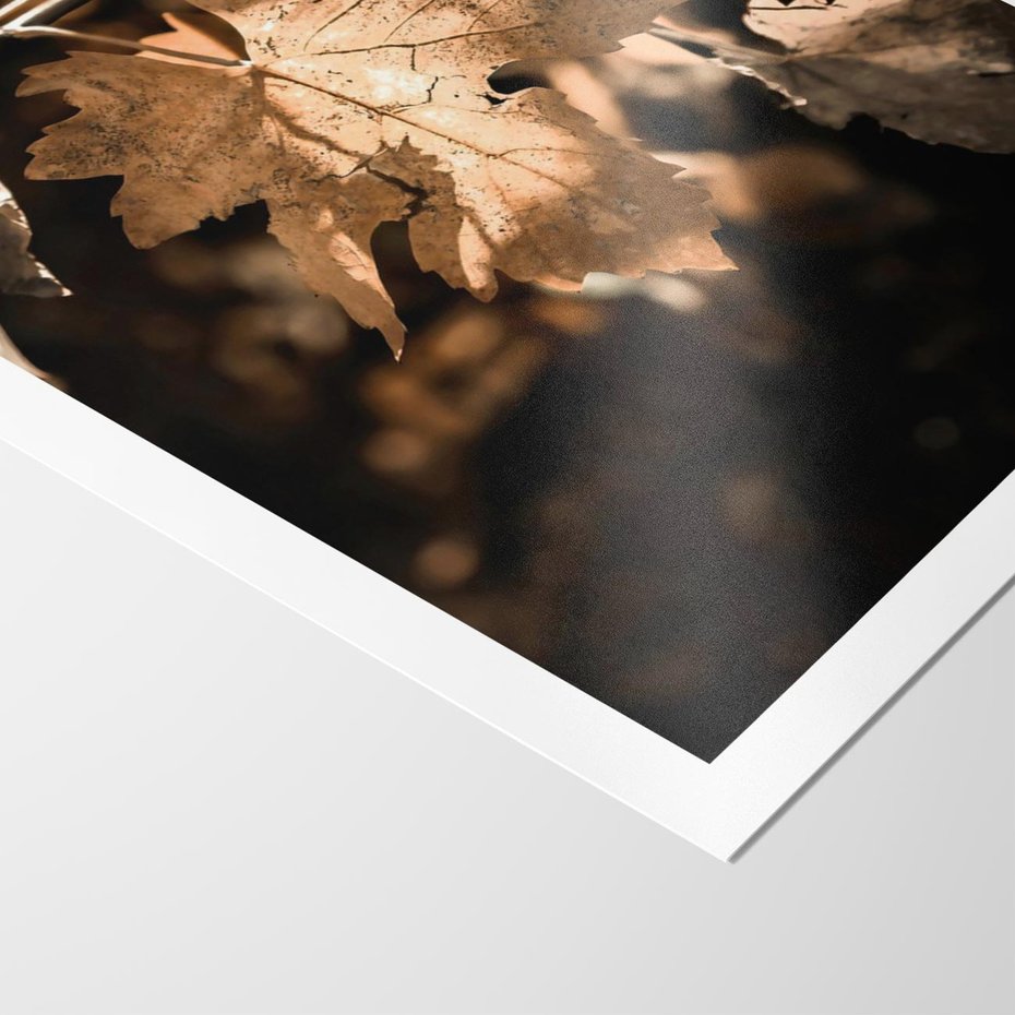 Plakat bez ramy 21x30 - Uroczy Liść na Drzewie - jesienny liść, żółty liść na drzewie