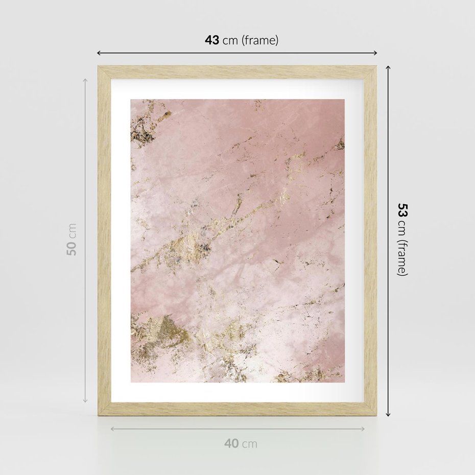 Plakat w ramie 40x50 - Piękno w Szczegółach - marmur, złoto - rama drewno
