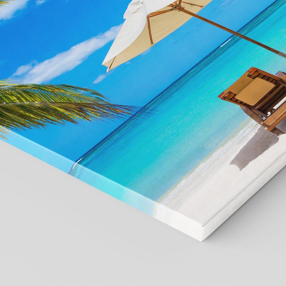 Obraz na płótnie 100x70 - Urok palmowego raju - plaża, palma
