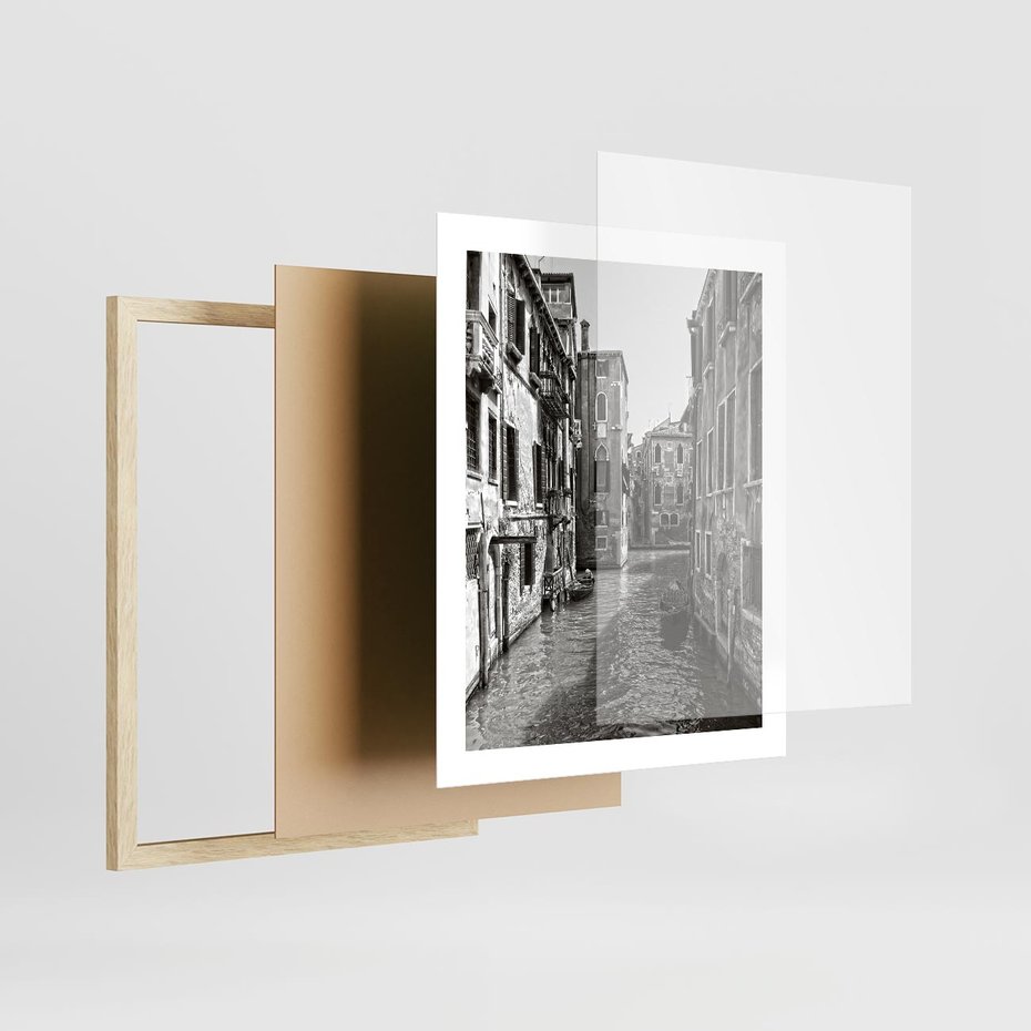 Plakat w ramie 40x50 - Zabłądzić w Wenecji - wenecja, kanały - rama drewno