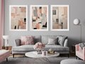 Zestaw obrazy w ramie 50x70 galeria - pastelowa, abstrakcja, olejny - rama biała