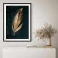 Plakat bez ramy 40x50 - Mroczne Złoto - nowoczesna grafika, złoty liść na czarnym tle