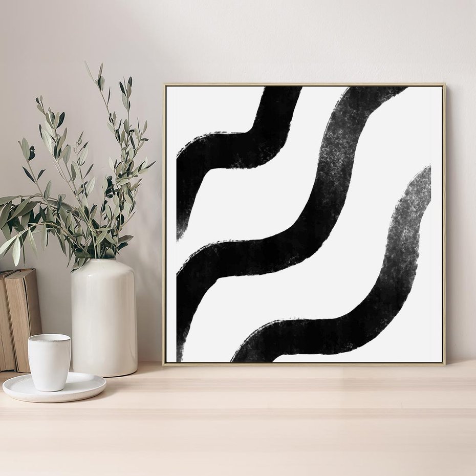 Obraz w ramie 50x50 - Wibracje Plam - abstrakcja, minimalizm - rama drewno