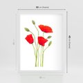 Plakat w ramie 30x40 - Pola maków w pełnym kolorze - maki, kwiaty - rama biała