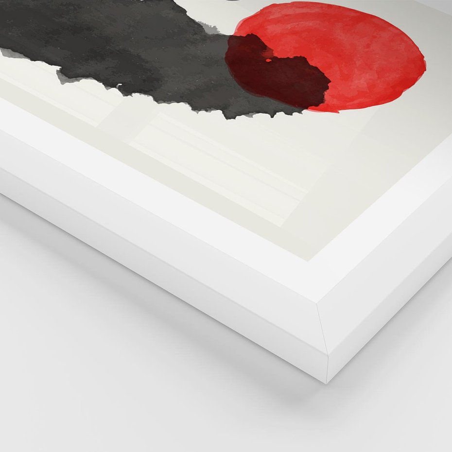 Plakat w ramie 50x70 - Wibracje Linii - abstrakcyjne nieregularne plamy, czarny - rama biała