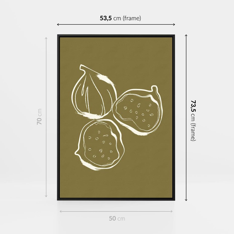 Obraz w ramie 50x70 - Podróżne Barwy - figi, minimalistyczny styl - rama czarna
