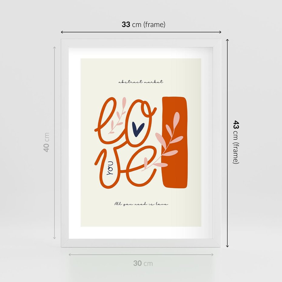 Plakat w ramie 30x40 - Pastelowa Siła Miłości - miłość, love - rama biała