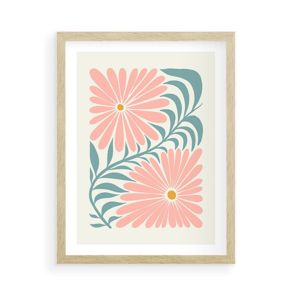 Plakat w ramie 50x70 - Kształtując Marzenia - kwiaty, sztuka nowoczesna - rama drewno