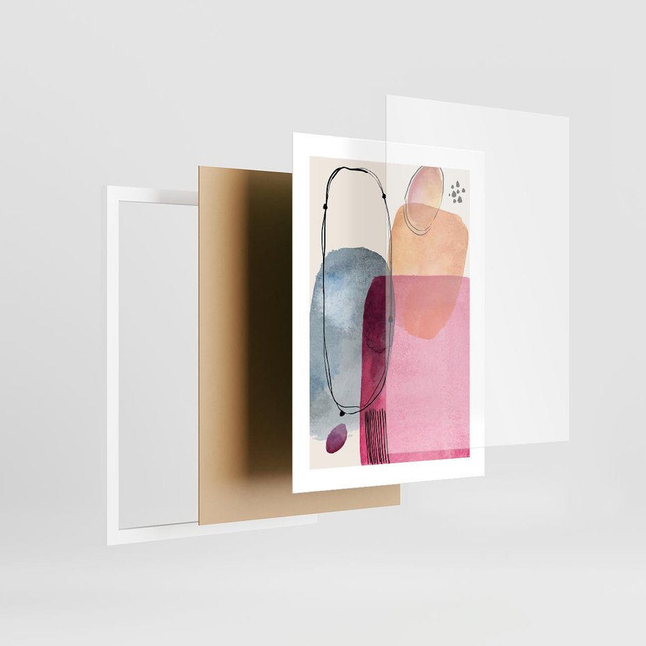 Plakat w ramie 30x40 - Kolorowe Pastelowe Spektrum - kolorowe pastelowe plamy, rozmyte żywe kolory - rama biała