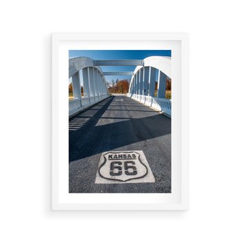 Plakat w ramie 40x50 - Kansas i Route 66 - Kansas, route 66 - rama biała