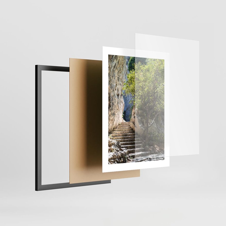 Plakat w ramie 30x40 - Krok po kroku do celu - schody, perspektywa - rama czarna