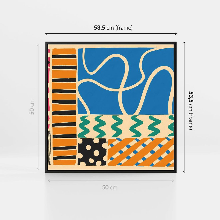 Obraz w ramie 50x50 - Etno Boho - etno ornamenty, boho klimat - rama czarna