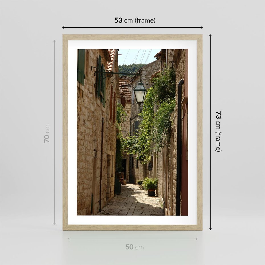 Plakat w ramie 50x70 - Urokliwa włoska uliczka - włoska, uliczka - rama drewno