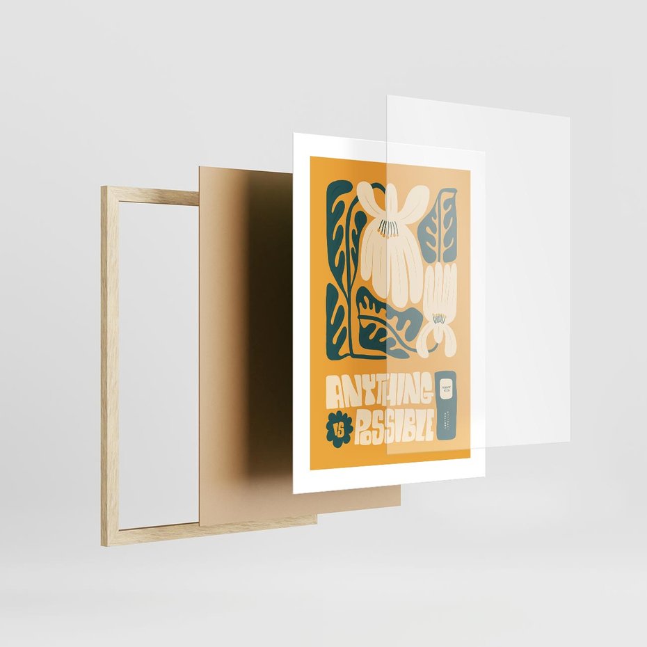 Plakat w ramie 30x40 - Impulsy Harmonii - kwiaty, nowoczesny plakat - rama drewno