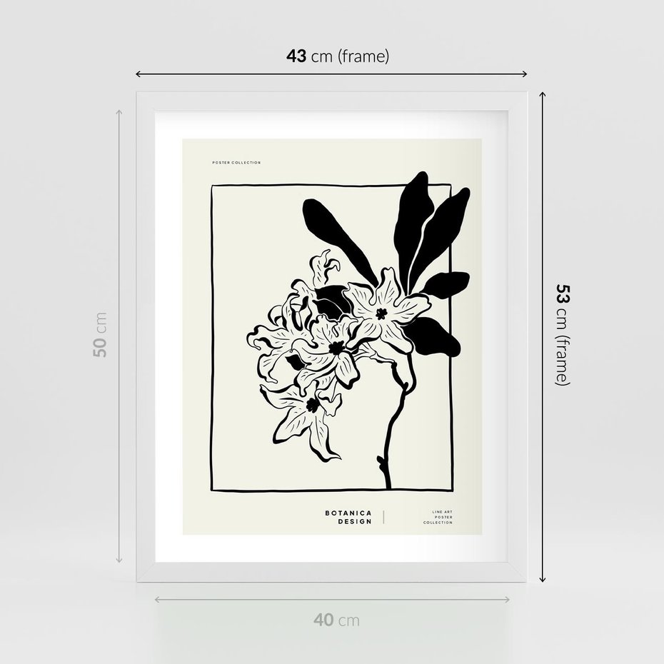 Plakat w ramie 40x50 - Kwiatowe przestrzenie - kwiat, grafika - rama biała