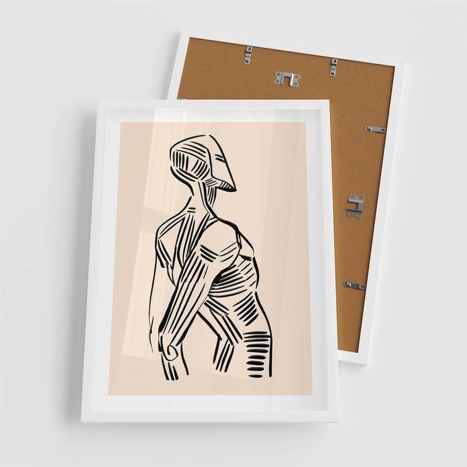 Plakat w ramie 50x70 - Eksploracja Wizualna - szkic, czarno biały - rama biała