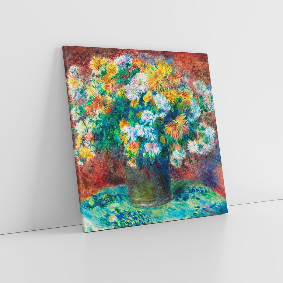 Obraz na płótnie 50x50 - Chryzantemy (1881–1882), Pierre-Auguste Renoir - Reprodukcja - reprodukcja, obraz na płótnie