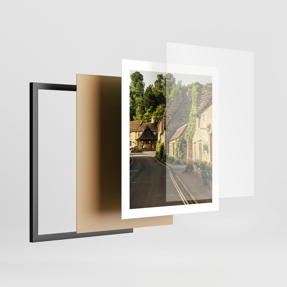 Plakat w ramie 40x50 - Magiczna podróż w głąb miasta - uliczka, perspektywa - rama czarna