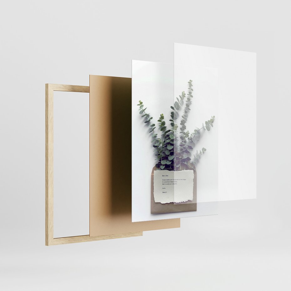 Zestaw obrazy w ramie 50x70 galeria - Eukaliptus, liście, tryptyk, skandynawski - rama drewno