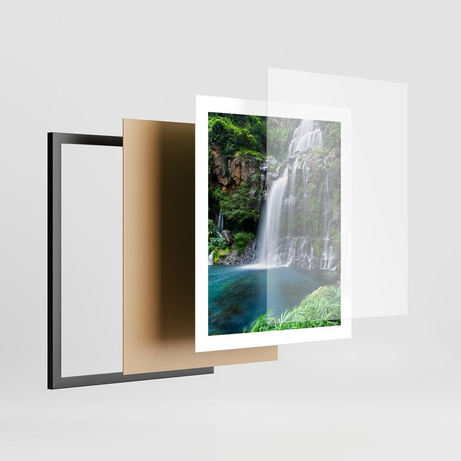 Plakat w ramie 40x50 - Tropikalny Wodospad - wodospad, tropikalny - rama czarna