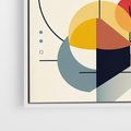 Obraz w ramie 50x50 - Rozbijające Barwne Granice - abstrakcyjna geometryczna kompozycja, koła linie - rama biała