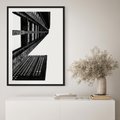 Plakat w ramie 50x70 - Geometryczna Asymetria - architektura, czarno białe zdjęcie - rama czarna