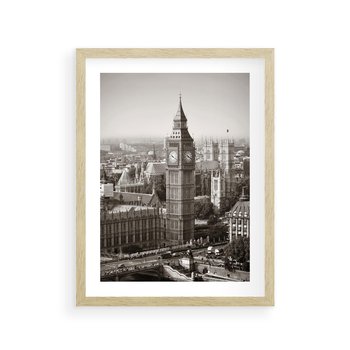 Plakat w ramie 50x70 - Magiczna esencja Londynu: Big Ben i miasto - Big Ben, Londyn - rama drewno