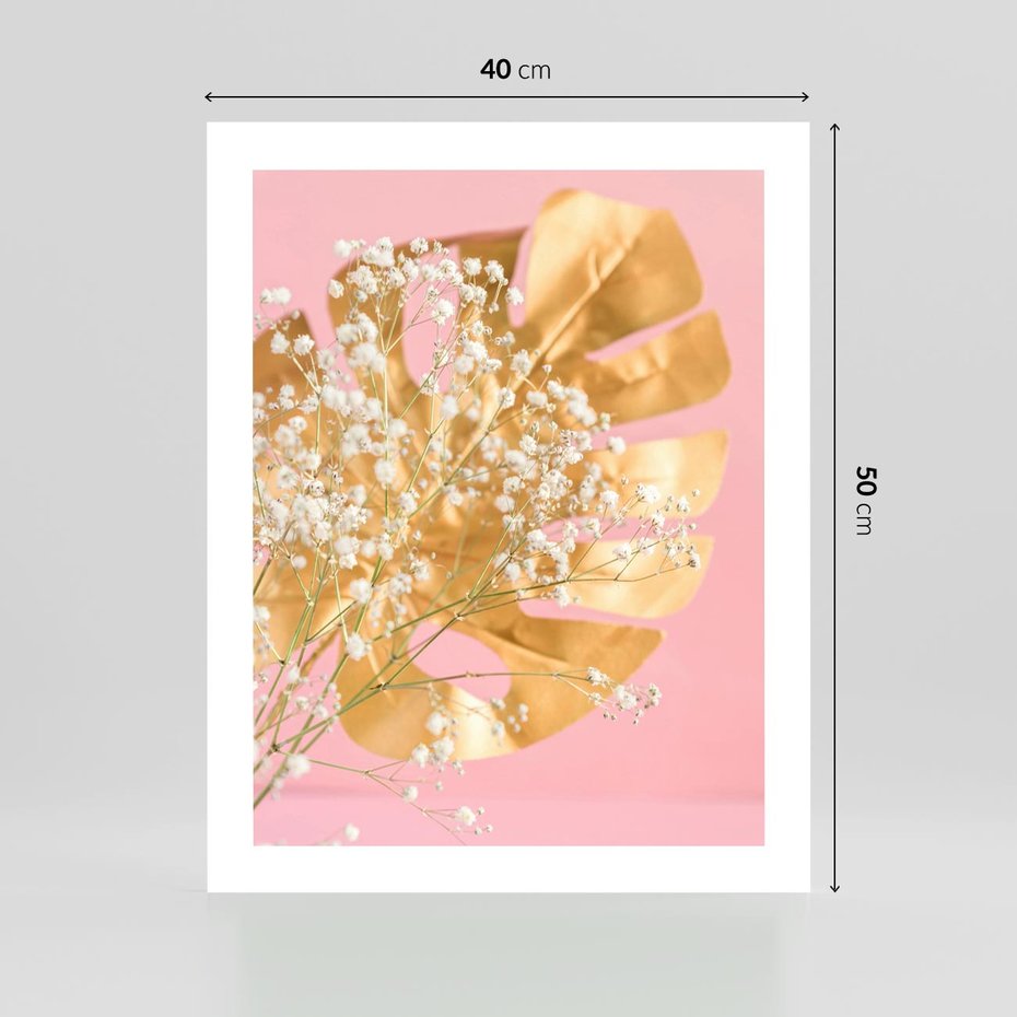 Plakat bez ramy 40x50 - : Elegancja w Złocie - złote, liście